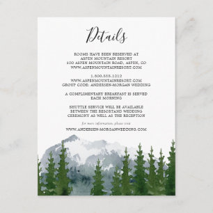 Mountain Watercolor Rustic Pine Wedding Details Enclosure Card