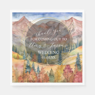 Mountain Watercolor Scenery Destination Wedding C Napkin