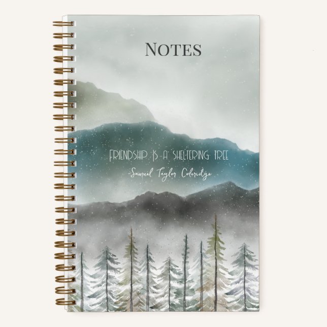 Mountain Watercolor Spiral Notebook  (Front)
