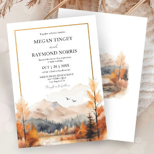 Mountain Watercolor Wedding Invitation
