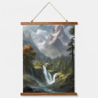 Mountain Waterfall Serenity - Nature Landscape Art