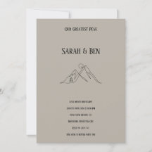 Mountain Wedding Invitation Line Art Adventure