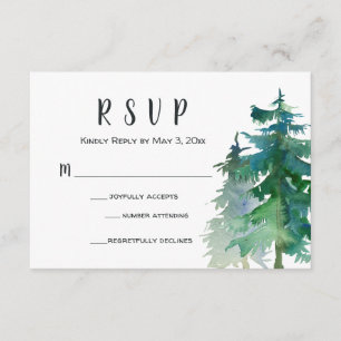 Mountain Wedding RSVP Card with Number Attending