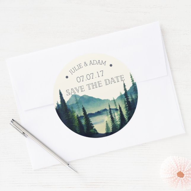 Mountain Wedding Save the Date Sticker (Envelope)