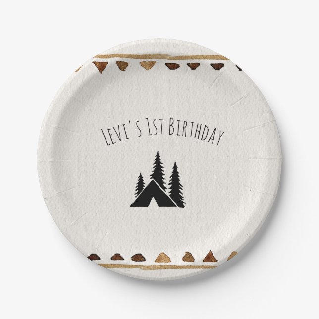 Mountain Wild One Party Paper Plates (Front)