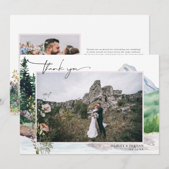 Mountain Wildflower Boho | Wedding Photo Thank You (Front/Back)