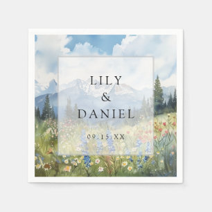 Mountain Wildflower Floral Meadow Wedding Napkin