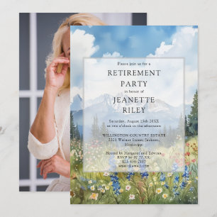 Mountain Wildflower Floral Retirement Party Photo Invitation