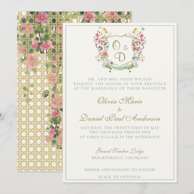 Mountain Wildflower Garden Wedding Invitation (Front/Back)