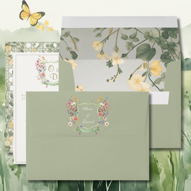 Mountain Wildflower Garden Wedding Invite Envelope (Creator Uploaded)