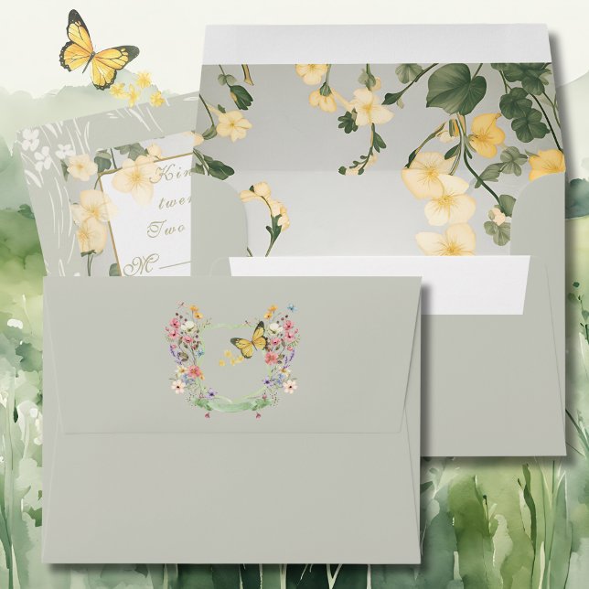 Mountain Wildflower Garden Wedding RSVP Envelope (Creator Uploaded)
