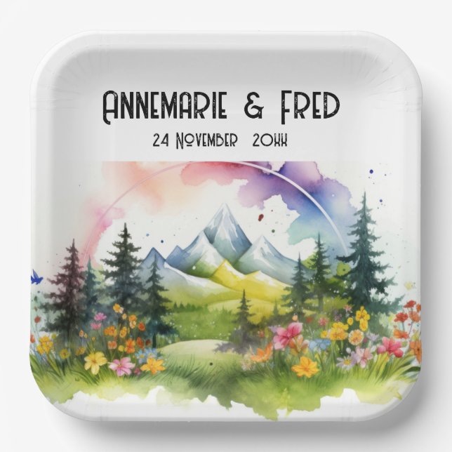 Mountain Wildflower Outdoors Paper Plate (Front)