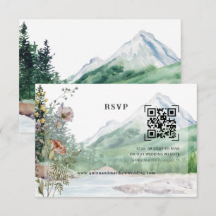 Mountain Wildflower QR Code Wedding RSVP Card