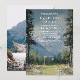 Mountain Wildflower Wedding Evening Party Photo Invitation