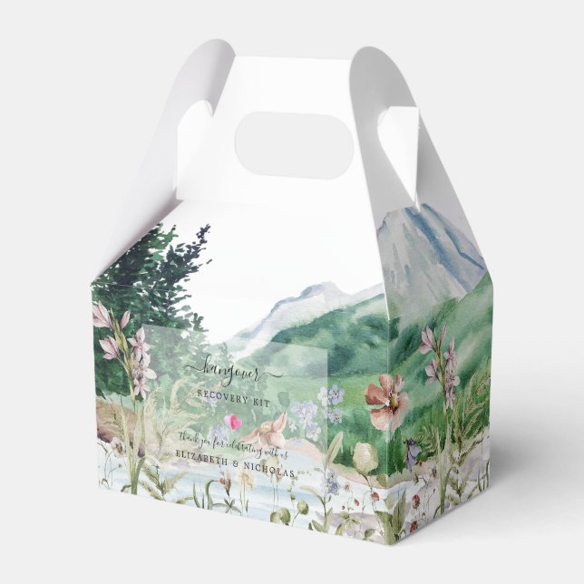 Mountain Wildflower | Wedding Hangover Kit Favor Box (Front Side)