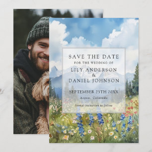 Mountain Wildflowers Floral Meadow Photo Wedding Save The Date