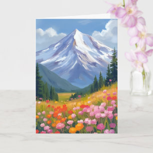 Mountain Wildflowers Watercolor Landscape Nature Card