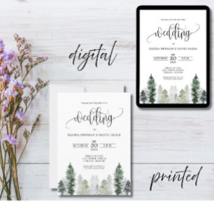 Mountain Winter Elegant Wedding Invitation