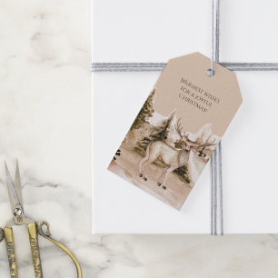Mountain Winter Landscape with Deer  Gift Tags