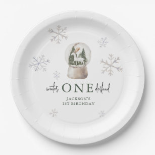 Mountain Winter Onederland 1st Birthday Party Paper Plate
