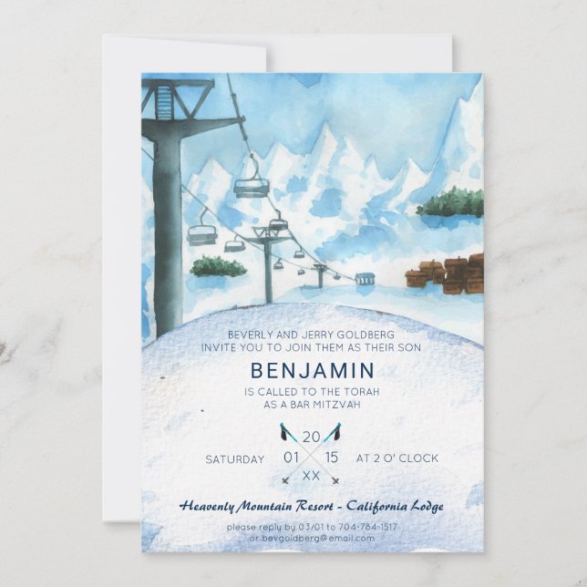 Mountain Winter Skiing Bar Mitzvah (Front)