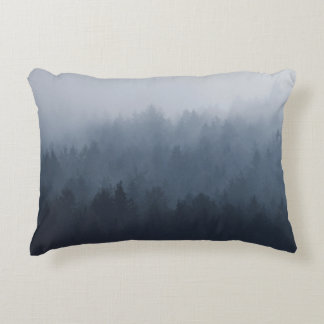 MOUNTAIN WITH FOREST IN THE FOG ACCENT PILLOW
