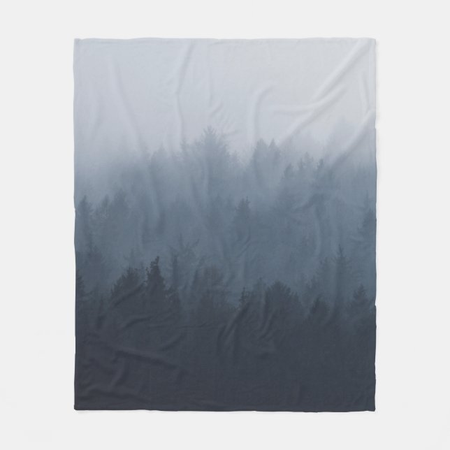 MOUNTAIN WITH FOREST IN THE FOG FLEECE BLANKET (Front)