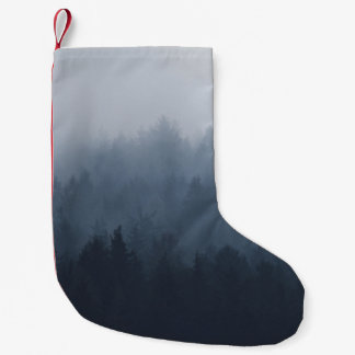 MOUNTAIN WITH FOREST IN THE FOG SMALL CHRISTMAS STOCKING