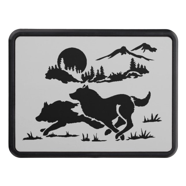 Mountain Wolves Trailer Hitch Cover (Front)