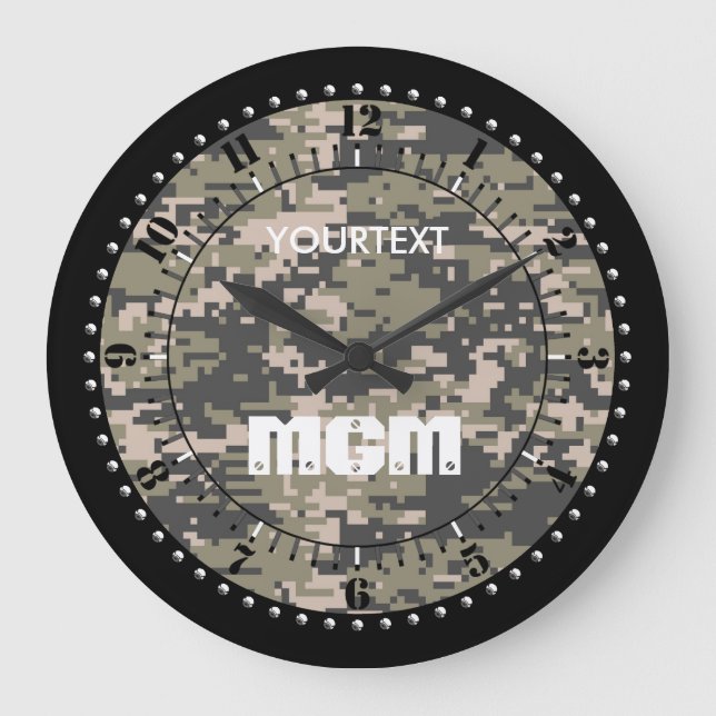 Mountaineer Digital Camouflage Personalized Large Clock (Front)