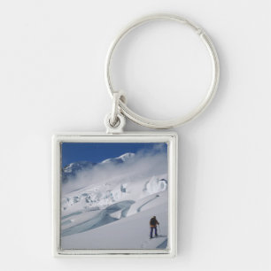 Mountaineer on the Tasman Glacier in Mount Keychain