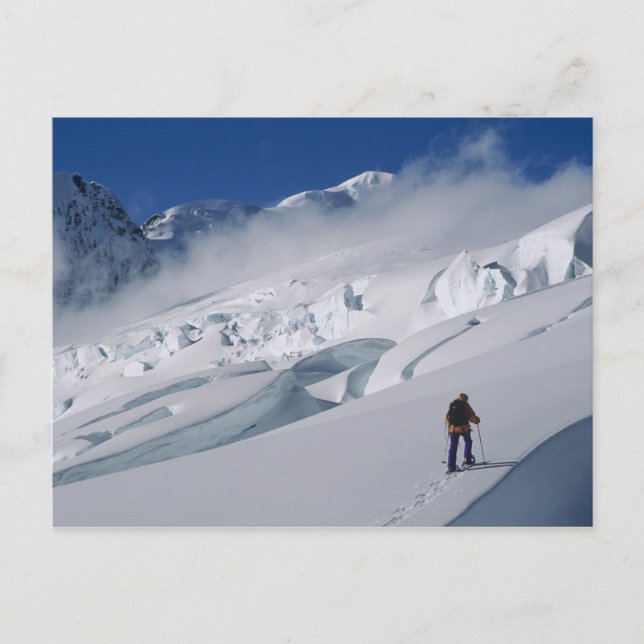 Mountaineer on the Tasman Glacier in Mount Postcard (Front)