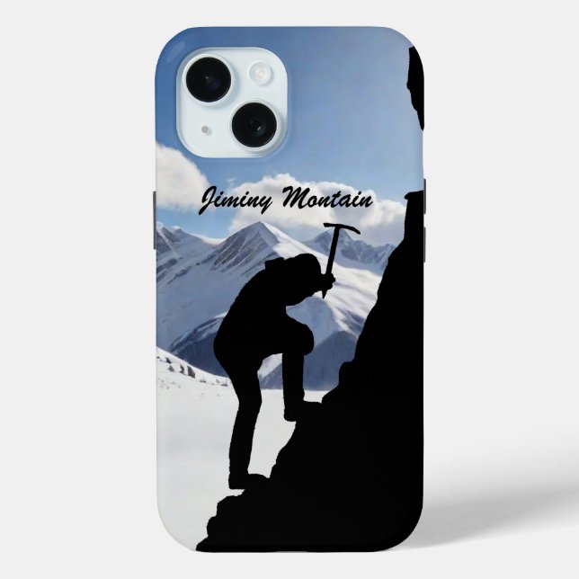 Mountaineering with Climber Silhouette and Mtns Case-Mate iPhone Case (Back)
