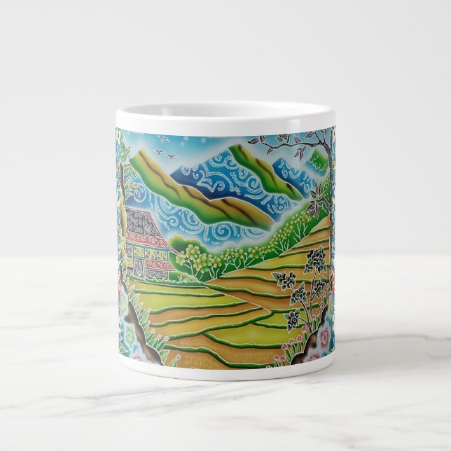 Mountainous Batik Lanscape Large Coffee Mug (Front)