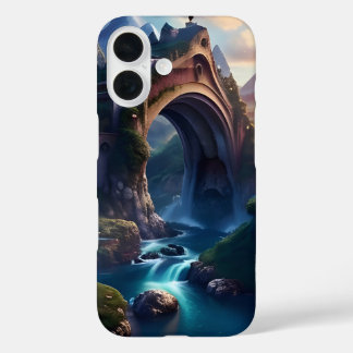 Mountainous Bridge Over Waterfalls iPhone 16 Case