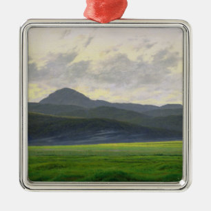 Mountainous landscape metal ornament