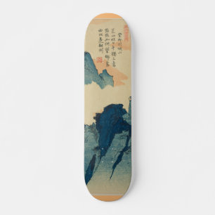 Mountainous Landscape with Chinese Letters Skateboard