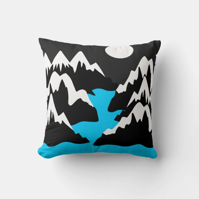 Mountainous  ranges river mouth ocean landscape  throw pillow (Front)