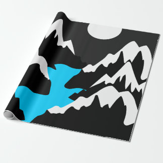 Mountainous ranges with flowing river night ocean wrapping paper