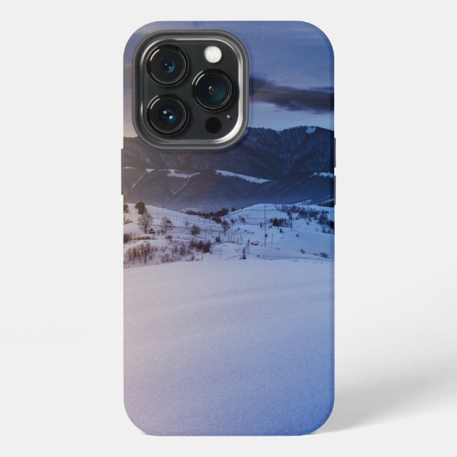 Mountainous winter landscape in morning light iPhone case (Back)