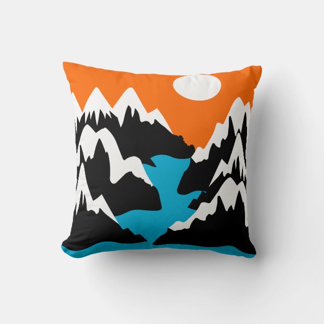 Mountainous with flowing ranges river landscape   throw pillow (Front)