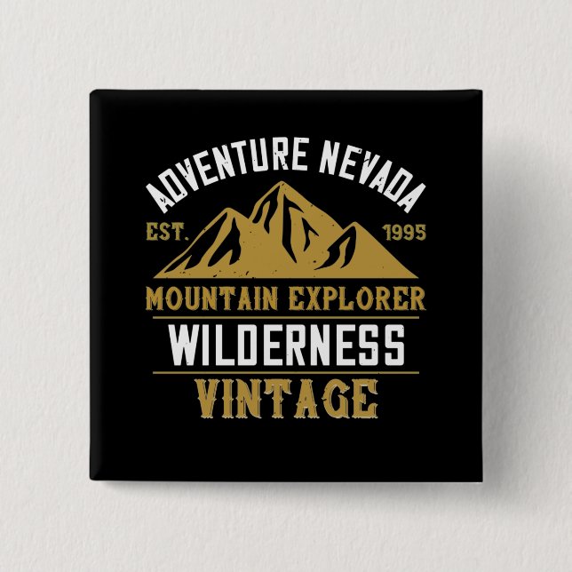 Mountains - Adventure Nevada Mountain 2 Inch Square Button (Front)