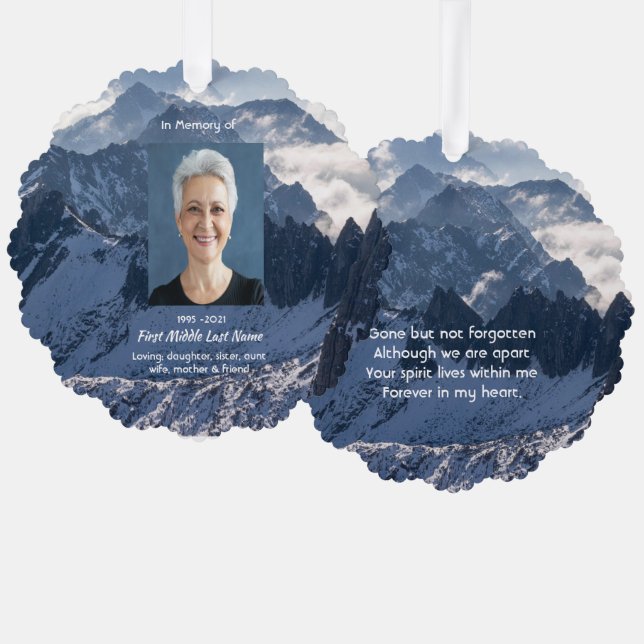 Mountains Alpine Memorial Keepsake Ornament Card (Front/Back)