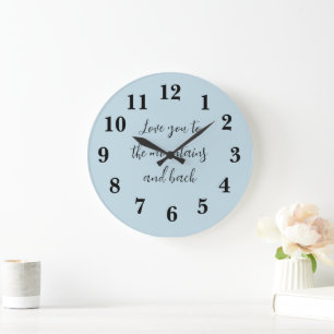Mountains and Back Blue Preppy Large Clock