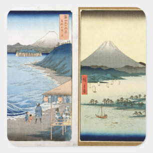 Mountains and coastline square sticker