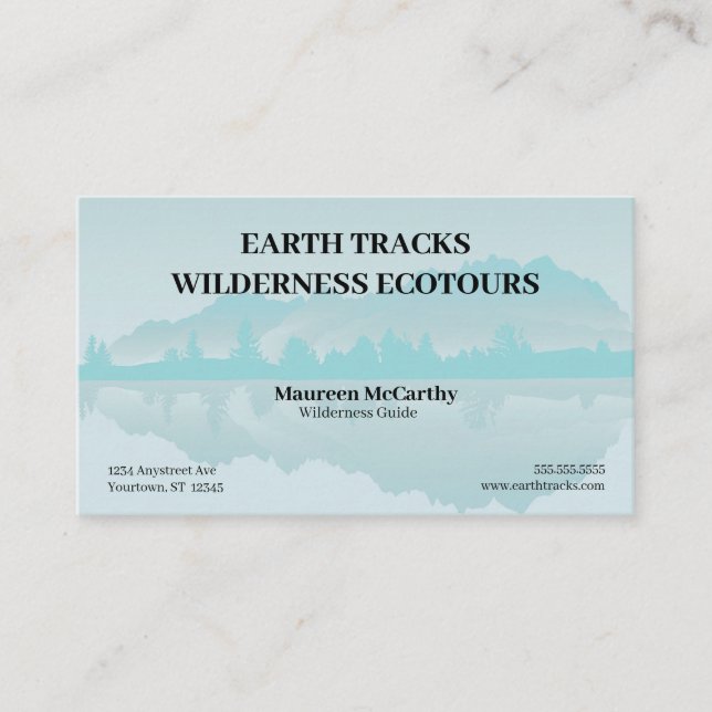 Mountains and Lake Ecotourism Fishing Guide Resort Business Card (Front)