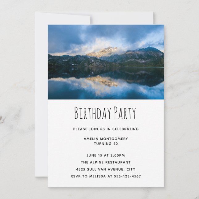 Mountains and Lake Scenic Nature Birthday Invitation (Front)