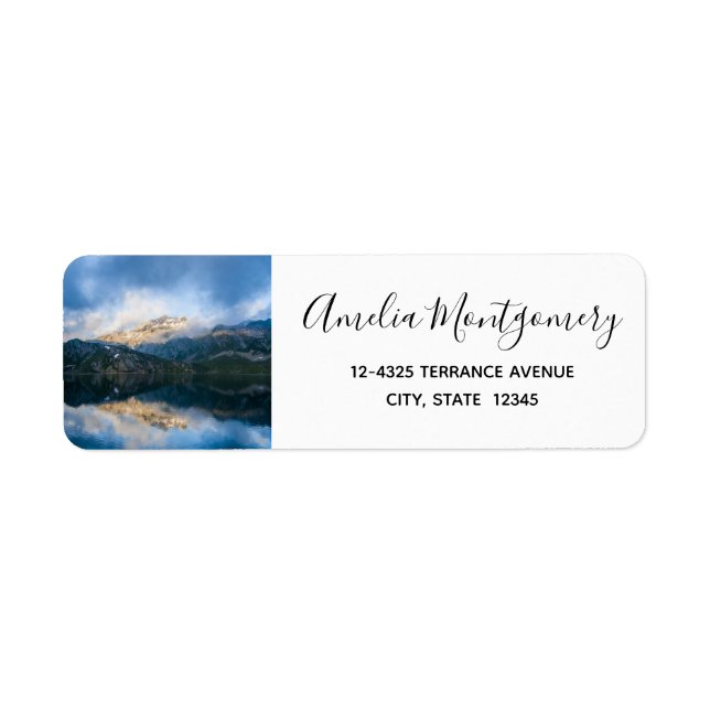 Mountains and Lake Scenic Nature Photo Address (Front)