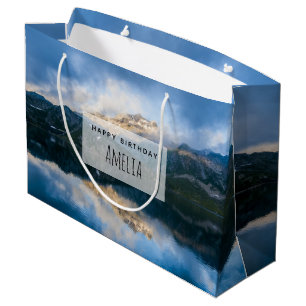 Mountains and Lake Scenic Nature Photo Birthday Large Gift Bag