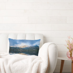 Mountains and Lake Scenic Nature Photo Lumbar Pillow